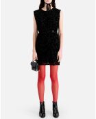 Robe courte en velours dévoré noire