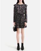 Robe courte imprimée à volants noire