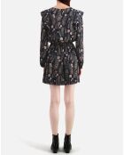 Robe courte imprimée à volants noire