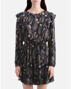 Robe courte imprimée à volants noire