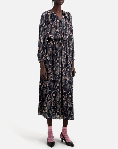 Robe longue imprimée noire