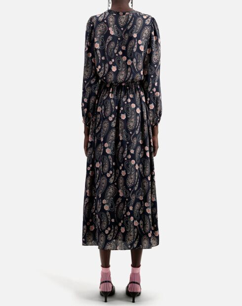 Robe longue imprimée noire