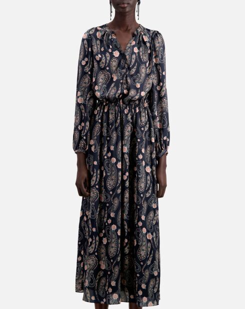 Robe longue imprimée noire