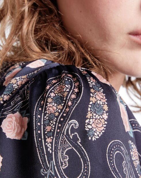 Robe longue imprimée noire