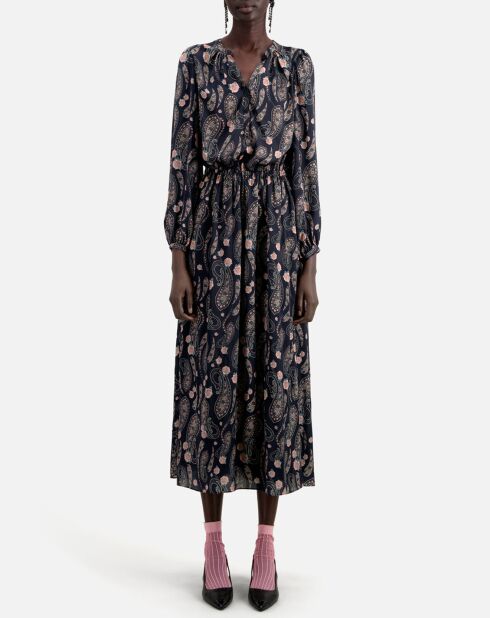 Robe longue imprimée noire