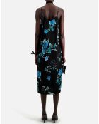 Robe nuisette longue imprimée avec détails en dentelle noire