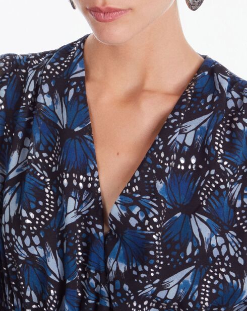 Robe courte imprimée bleue