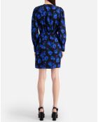 Robe portefeuille 100% Soie courte imprimée noire