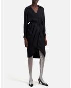Robe mi-longue à fleurs noire