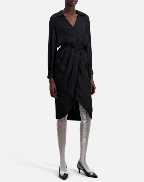Robe mi-longue à fleurs noire
