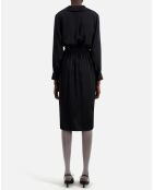 Robe mi-longue à fleurs noire