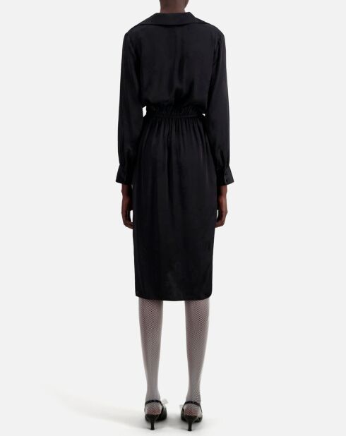 Robe mi-longue à fleurs noire