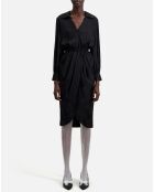 Robe mi-longue à fleurs noire