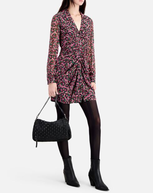 Robe imprimée courte avec fronces multicolore