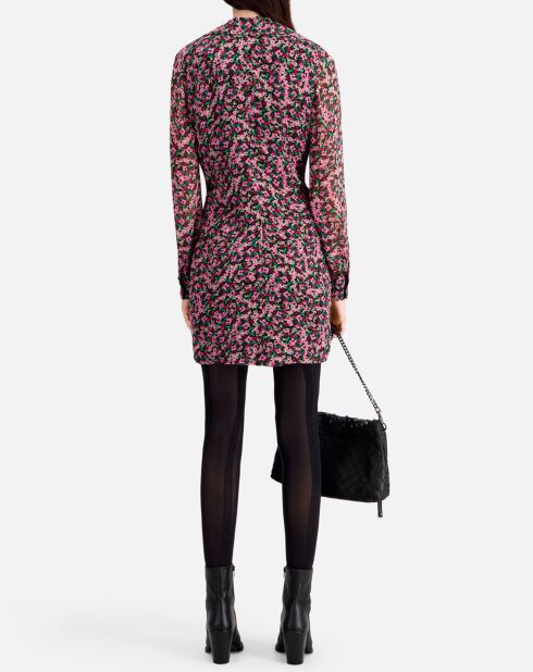 Robe imprimée courte avec fronces multicolore