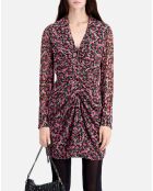Robe imprimée courte avec fronces multicolore