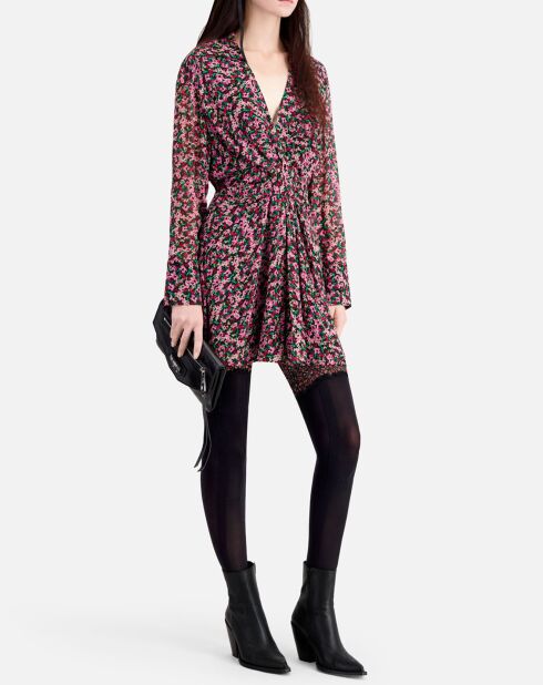 Robe courte imprimée avec drapé multicolore