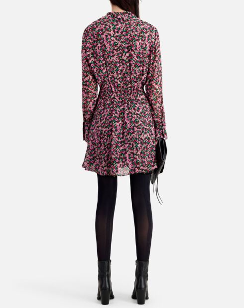 Robe courte imprimée avec drapé multicolore