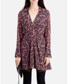 Robe courte imprimée avec drapé multicolore