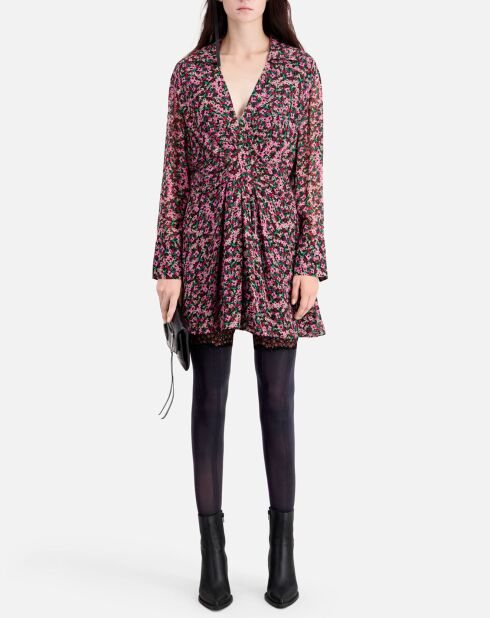 Robe courte imprimée avec drapé multicolore