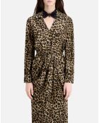 Robe mi-longue 100% Soie imprimée léopard