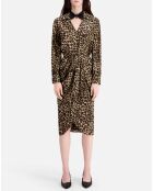Robe mi-longue 100% Soie imprimée léopard