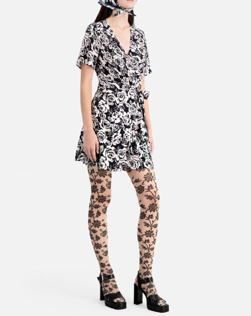 Robe portefeuille courte imprimé noire