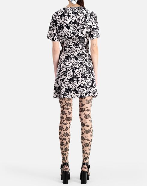 Robe portefeuille courte imprimé noire