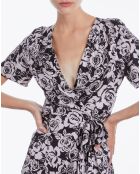 Robe portefeuille courte imprimé noire