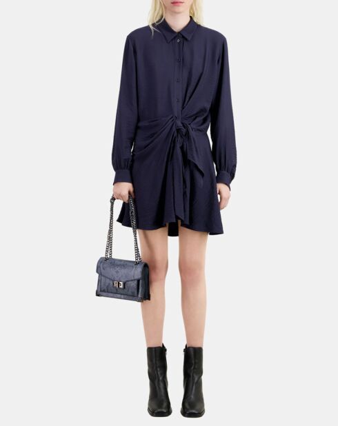 Robe courte avec drapé bleu marine