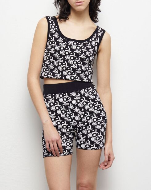 Short cycliste en maille à logo noir