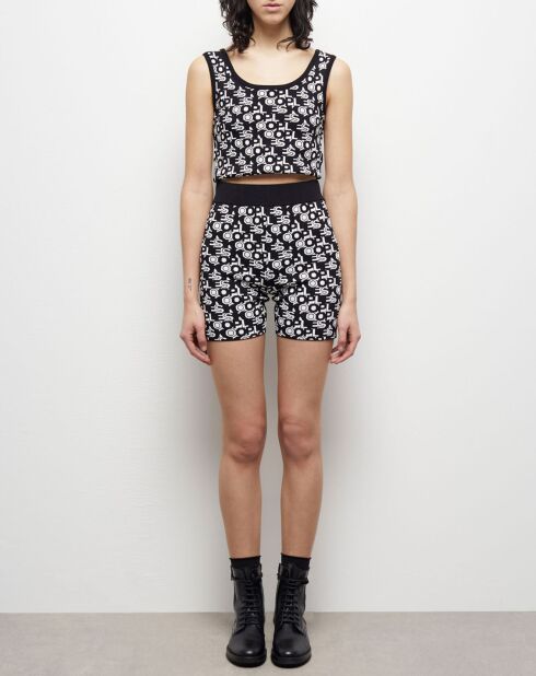 Short cycliste en maille à logo noir