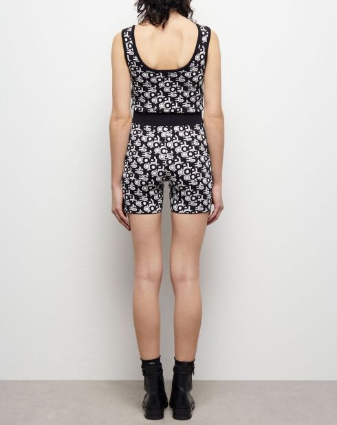 Short cycliste en maille à logo noir