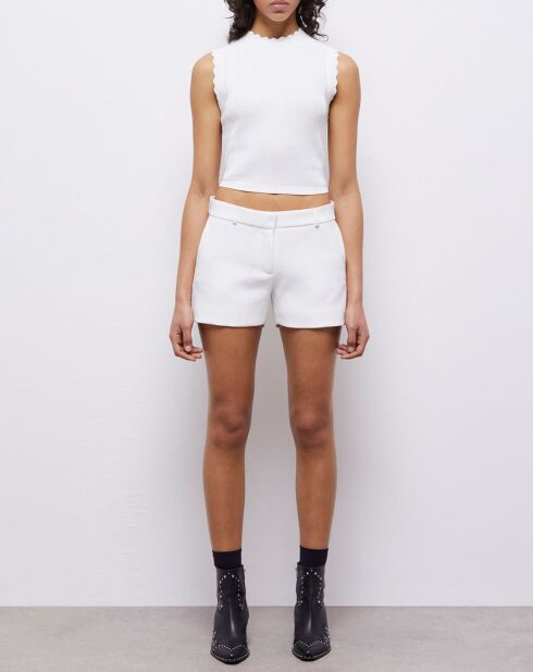 Short tailleur en crêpe blanc