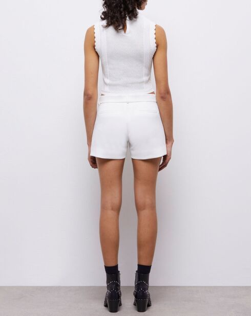Short tailleur en crêpe blanc