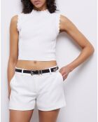 Short tailleur en crêpe blanc