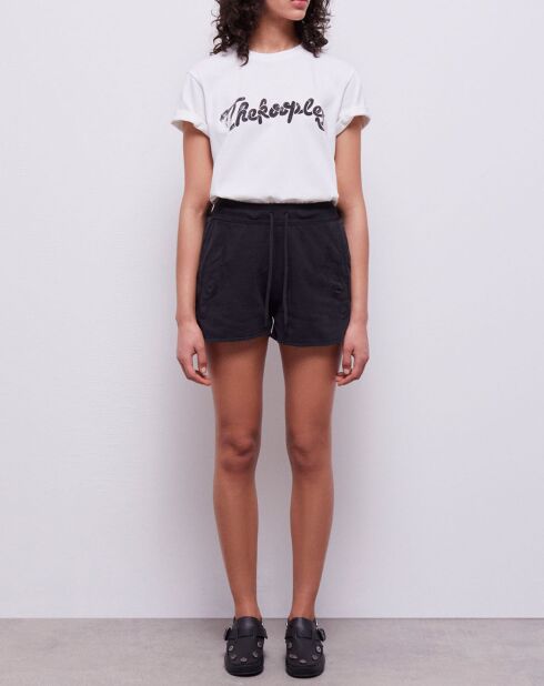 Short molletonné avec broderies Western noir
