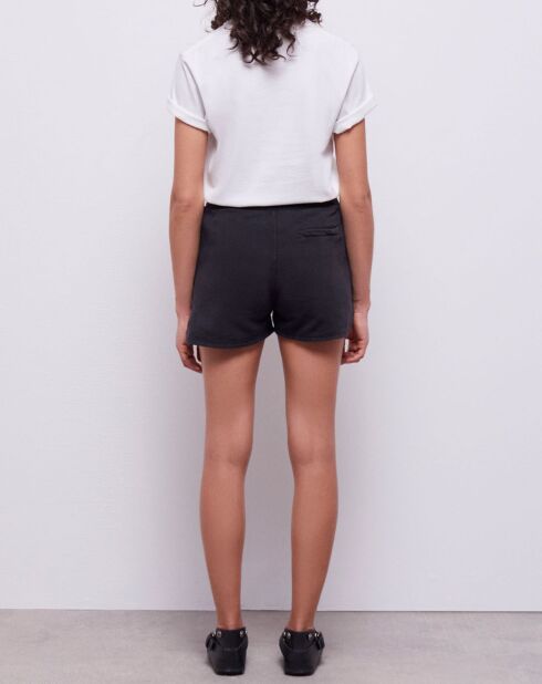 Short molletonné avec broderies Western noir
