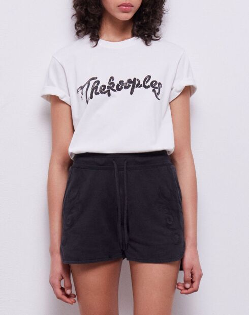 Short molletonné avec broderies Western noir