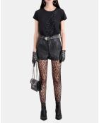 Short en Cuir avec clous noir