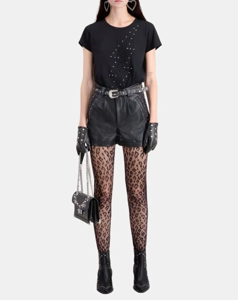 Short en Cuir avec clous noir