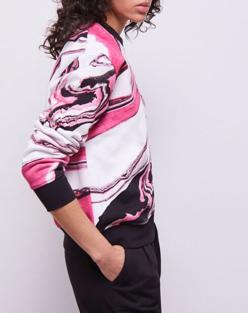 Sweat imprimé blanc/rose