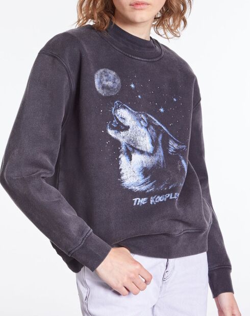Sweat avec sérigraphie Wolf noir