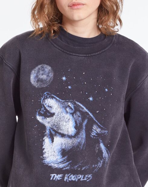 Sweat avec sérigraphie Wolf noir