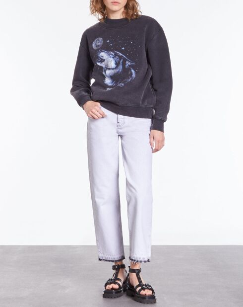 Sweat avec sérigraphie Wolf noir