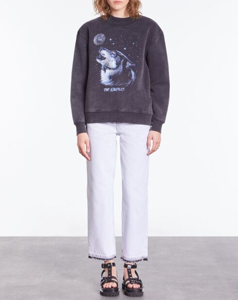 Sweat avec sérigraphie Wolf noir