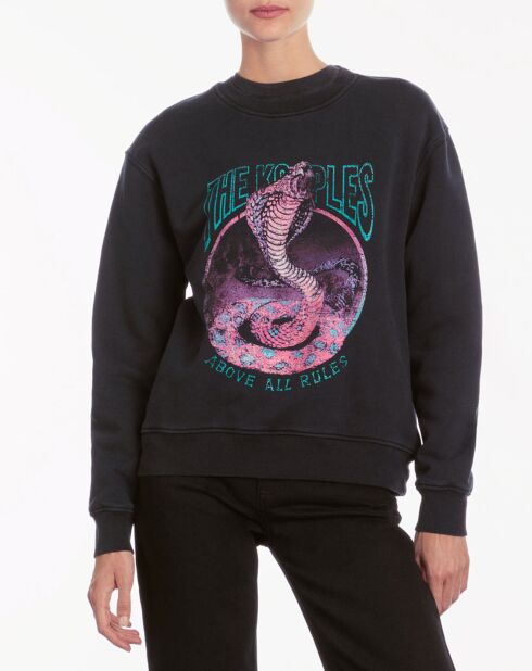 Sweat avec sérigraphie Cobra noir