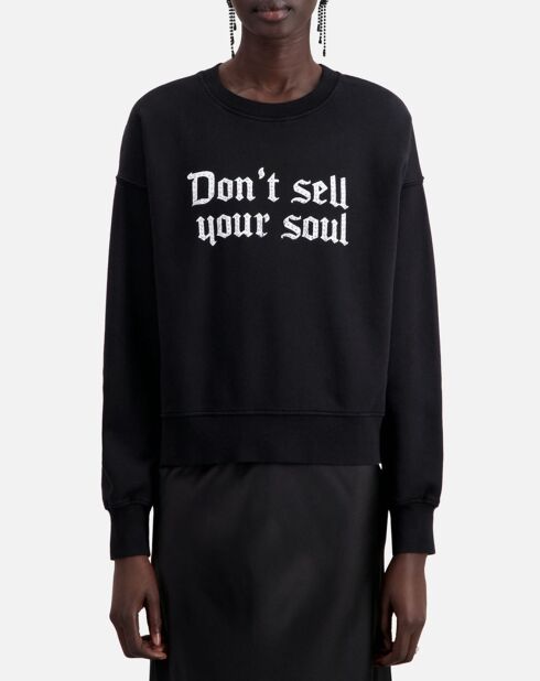Sweat avec sérigraphie Don't sell your soul noir