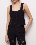 Top court en Broderie Anglaise noir