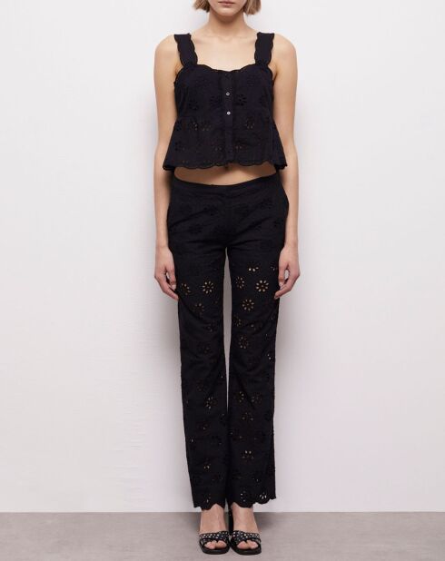 Top court en Broderie Anglaise noir